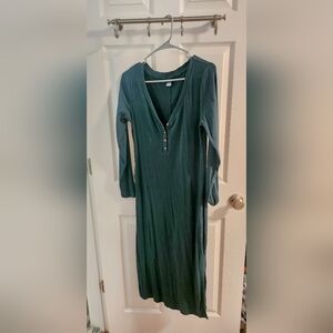 Old Navy Women's Rib-Knit Henley Midi Dress
